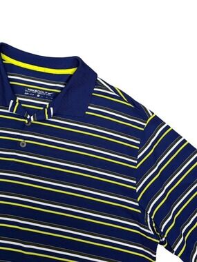 NIKE GOLF Polo Shirt Vintage Y2K Dri-Fit Striped Business Casual Tee Mens XL